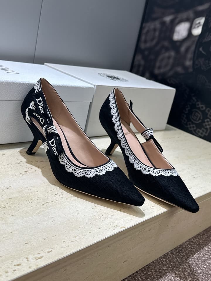 Dior J'Adior Dentelle Jelly Bow Pumps – 2026 Early Spring Collection in Black 6.5cm Heel