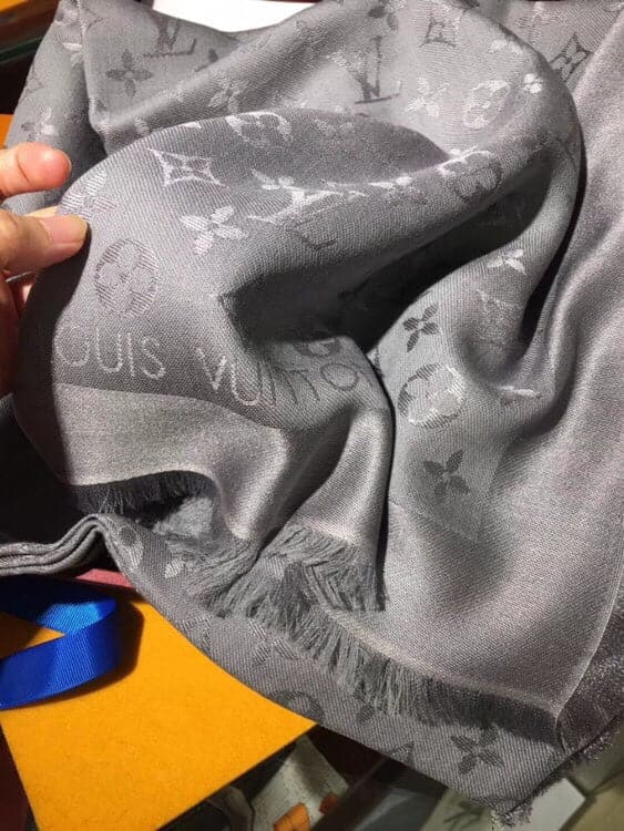 Louis Vuitton Classic Monogram Wool Silk Shawl in Beige