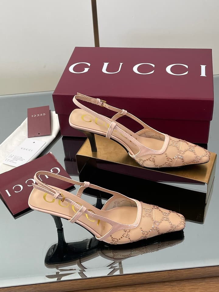 Gucci Cosmogonie GG Crystal Slingback Sandals – 2025 Early Autumn Collection in Black Crystal Gg