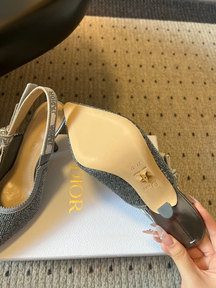 Dior J'Adior Dior Or Embroidered Slingback Heels in Black Smooth