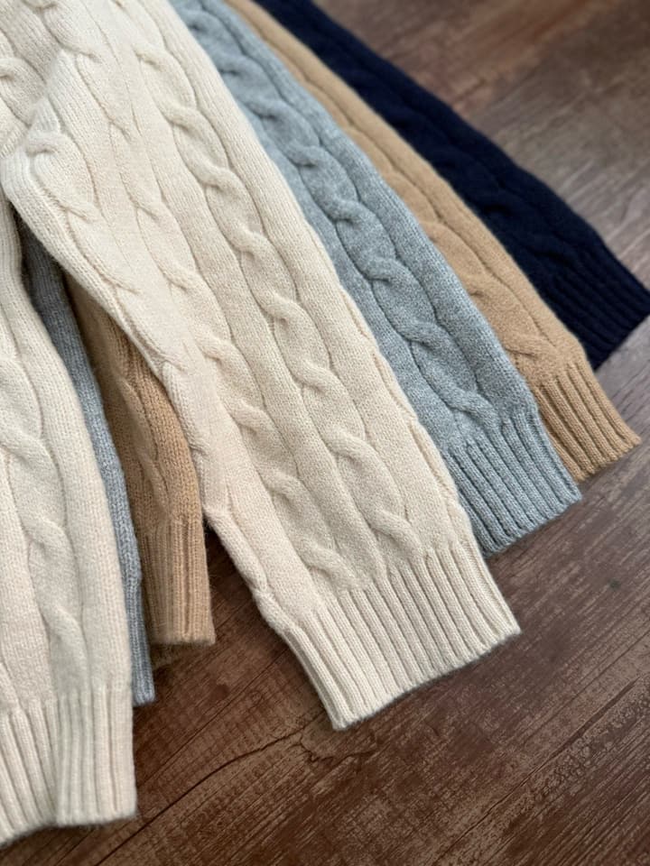 Ralph Lauren Half-Zip Cable Knit Sweater in Khaki