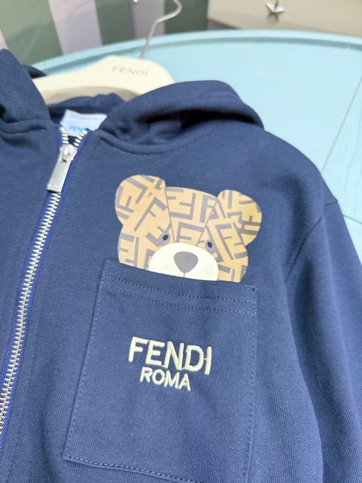 Fendi Kids Two-Piece Tracksuit Set – 2025SS in Navy Blue Bear Set