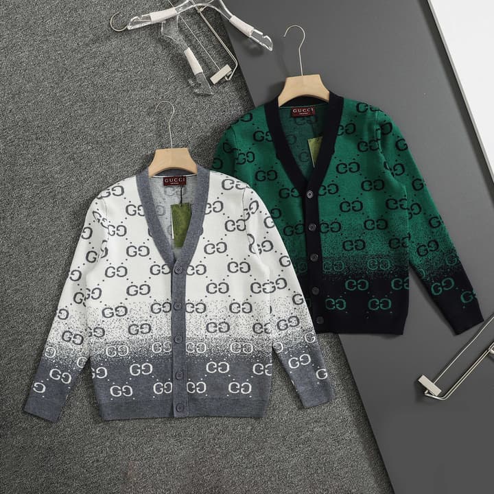 Gucci Classic Jacquard Double G Cardigan in Green Monogram Cardigan