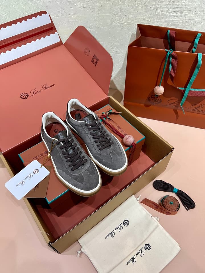 Loro Piana LP Tennis Walk Unisex Sneakers in Black Leather
