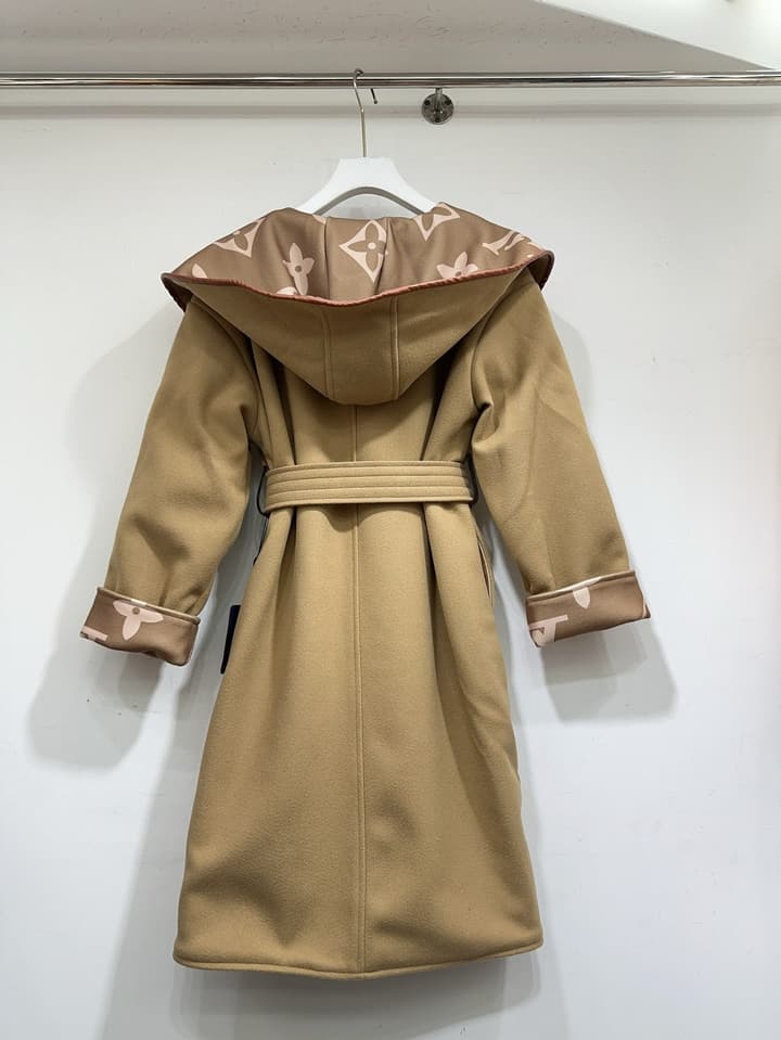 Louis Vuitton Monogram Hooded Wool Coat