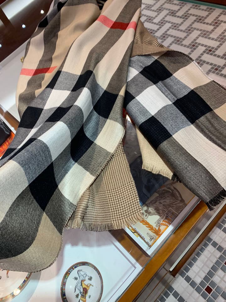 Burberry Reversible Plaid Cashmere Shawl