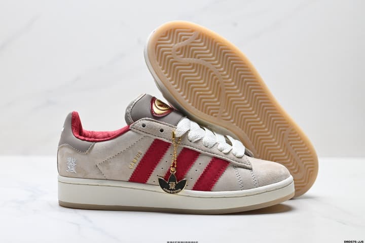 Adidas Originals Campus 00s Low-Top Sneakers – Year of the Snake Limited Edition in Beige Suede With Red Stripes