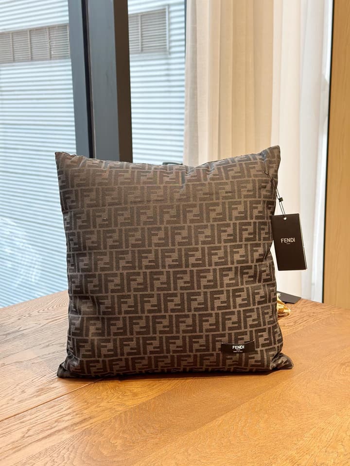 Fendi Casa Monogram Houndstooth Pillow in Dark Grey