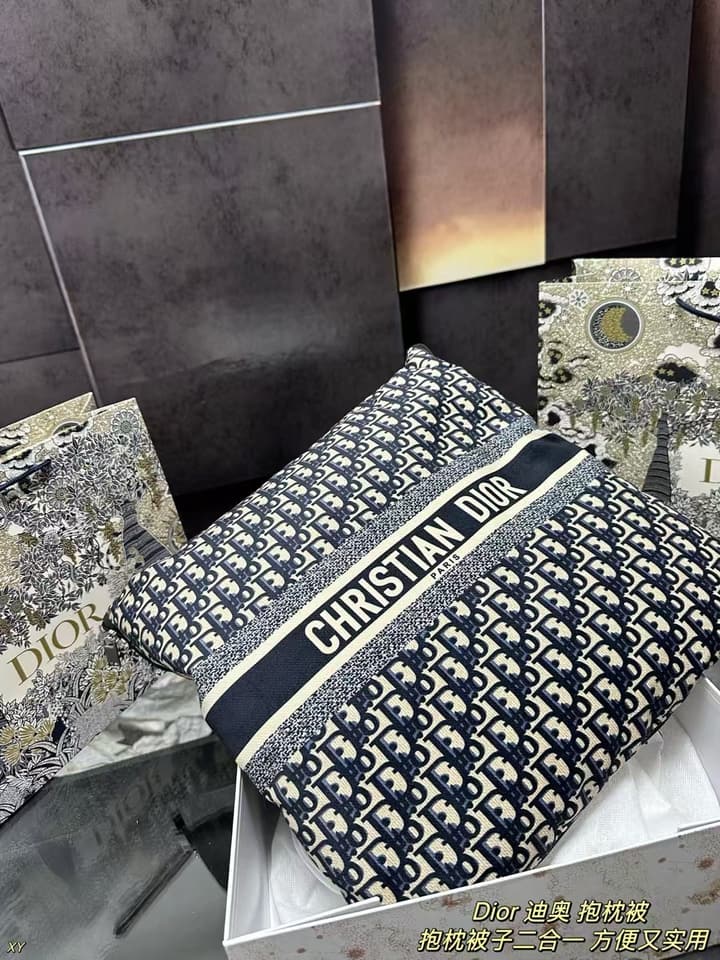 Dior Pillow Blanket Cushion in Black And White Oblique
