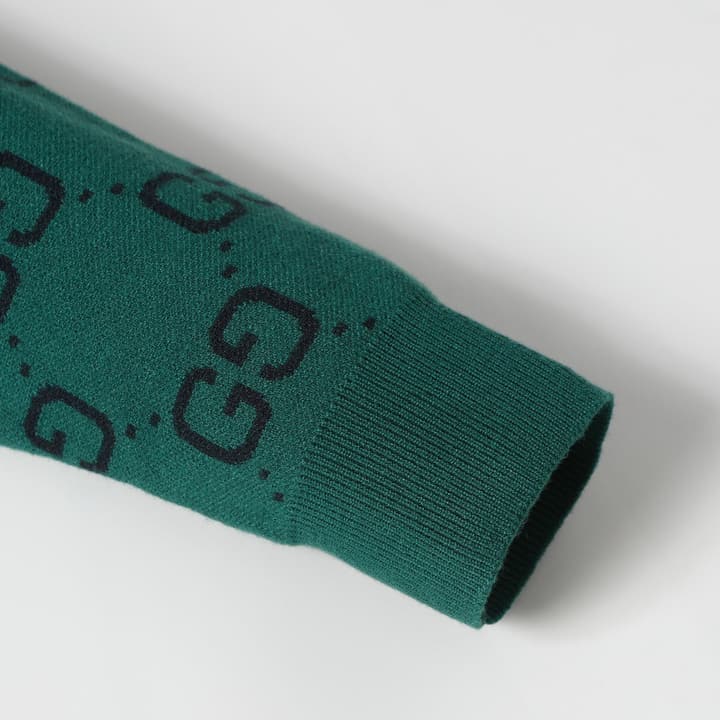Gucci Logo Knit Crewneck Sweater in Green Gradient Logo Knit