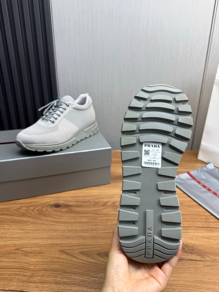 Prada Men's High-Quality Sneakers in Light Grey