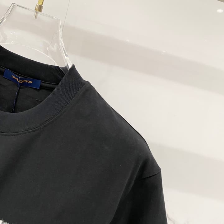Louis Vuitton 1864 Fringe Logo Cotton T-Shirt in Black