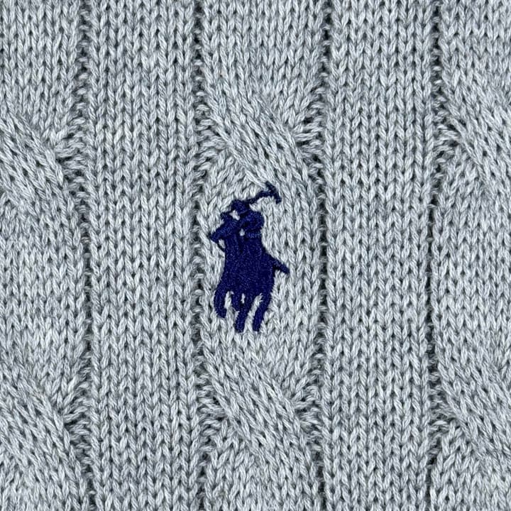 Ralph Lauren Classic Cable Knit Polo Sweater in Black