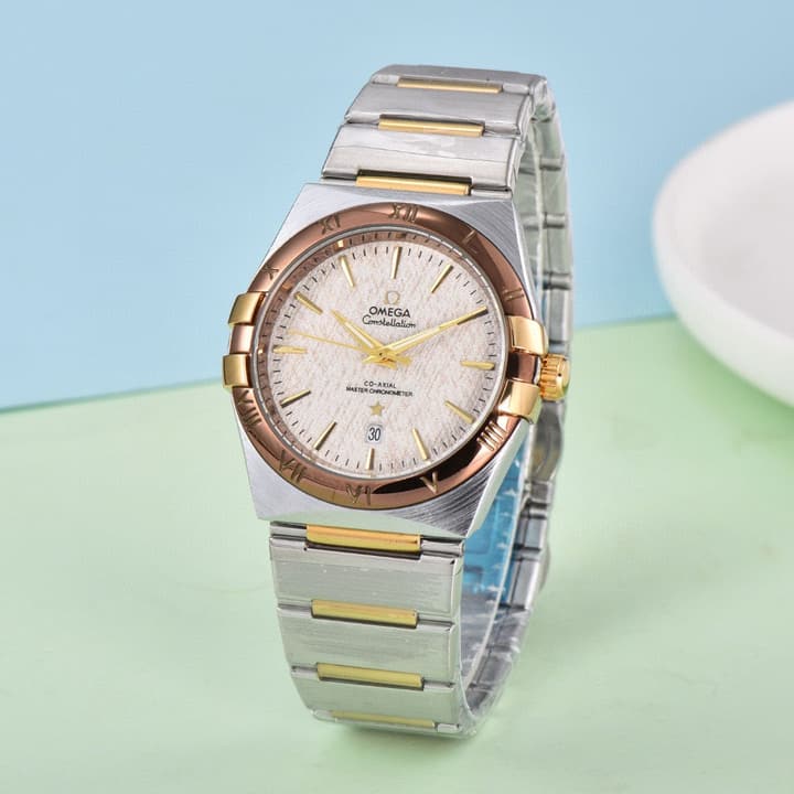 Omega Constellation Series Mechanical Watch in Black Bezel Green Dial