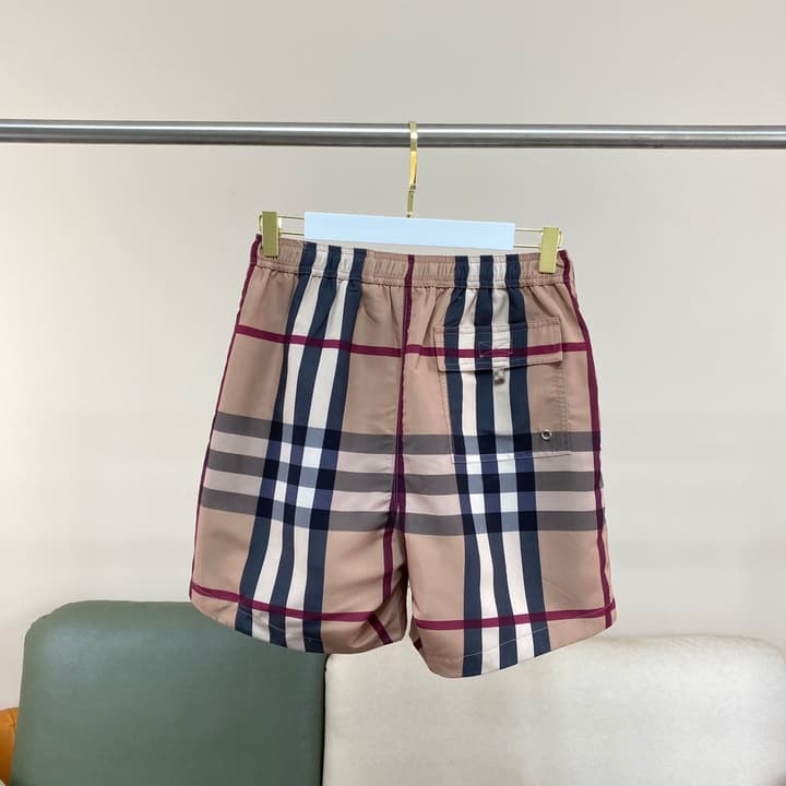 Burberry Check Men's Quick-Dry Swim Trunks in Beige