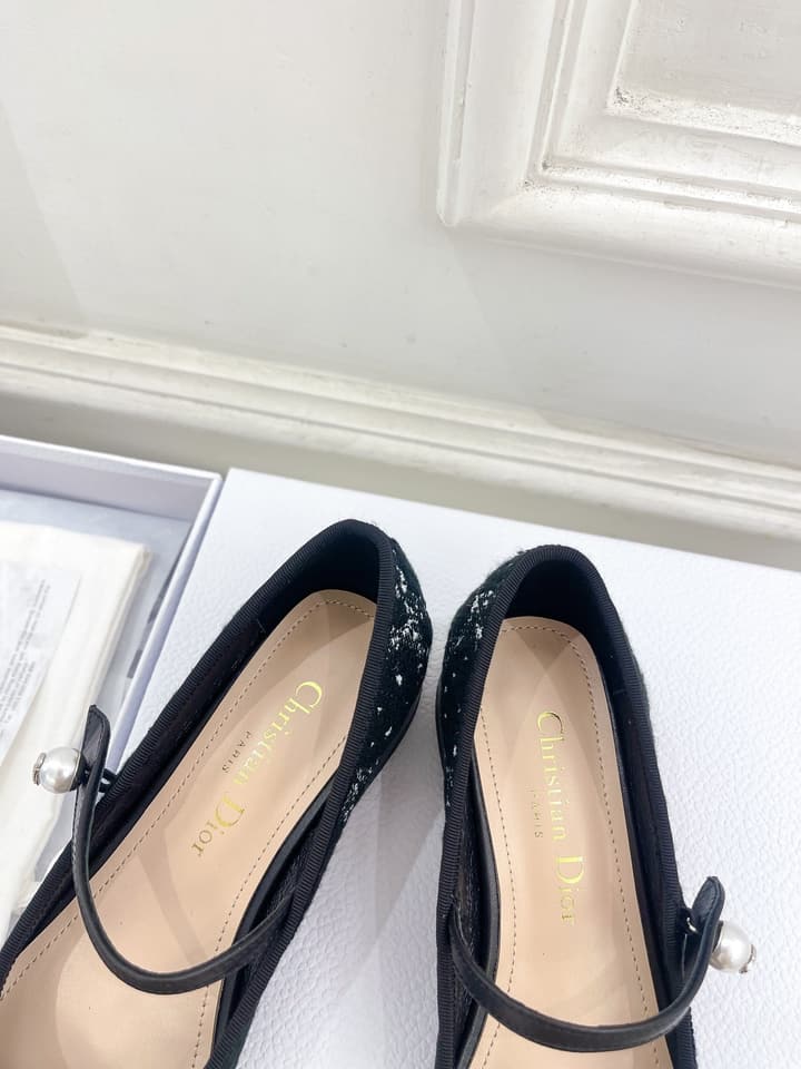 Dior Cannage Pearl Ballet Pumps – 2024 Early Spring Collection in Cream Mary Jane