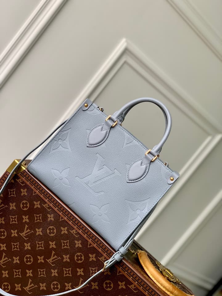 Louis Vuitton OnTheGo Small Tote Bag in Light Blue Grey