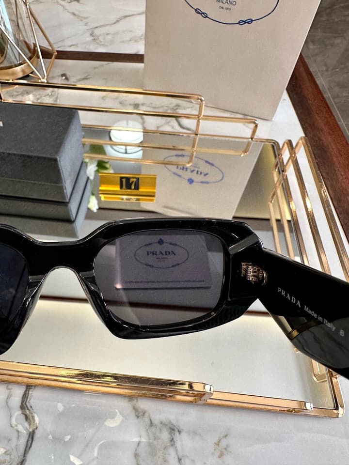 Prada Polarized Acetate Sunglasses in Glossy Black Frontal