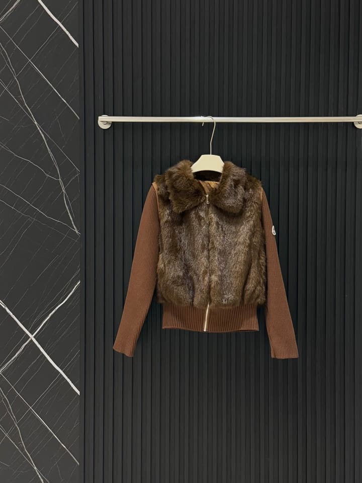 Moncler Convertible Faux Fur Jacket in Blended Beige Faux Fur