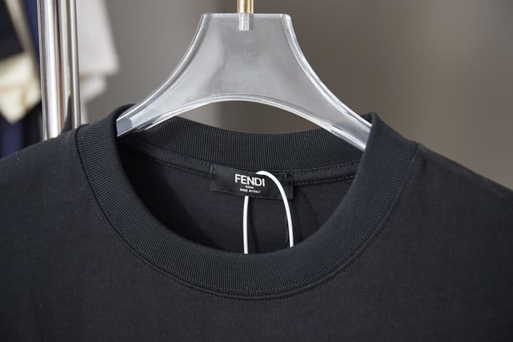 Fendi Embroidered Logo Rhinestone T-Shirt – 26SS Early Spring Collection in Classic Black