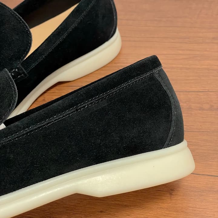Loro Piana Suede Slip-On Loafers in Black Suede