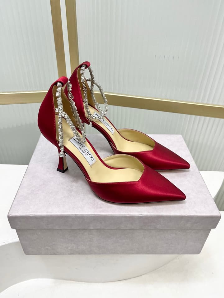 Jimmy Choo Stevie 100 Bow Crystal Silk Heels – 2025SS in Black Silk