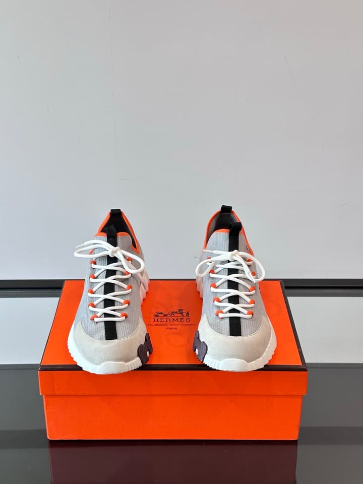 Hermès Men's Casual Sport Sneakers in All Black Knit
