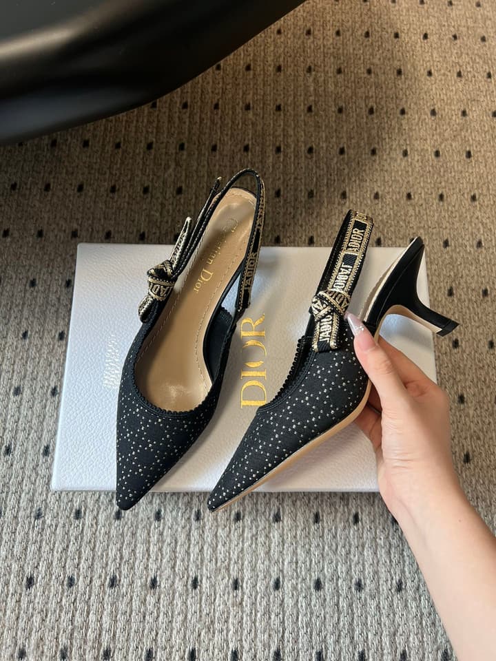 Dior Classic Polka Dot Bow Pumps in Deep Quilted Black