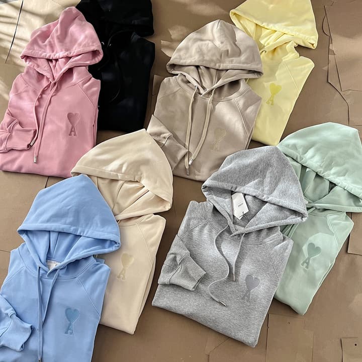 Ami Paris Ami de Coeur Macaron Zip Hoodie in Pastel Pink