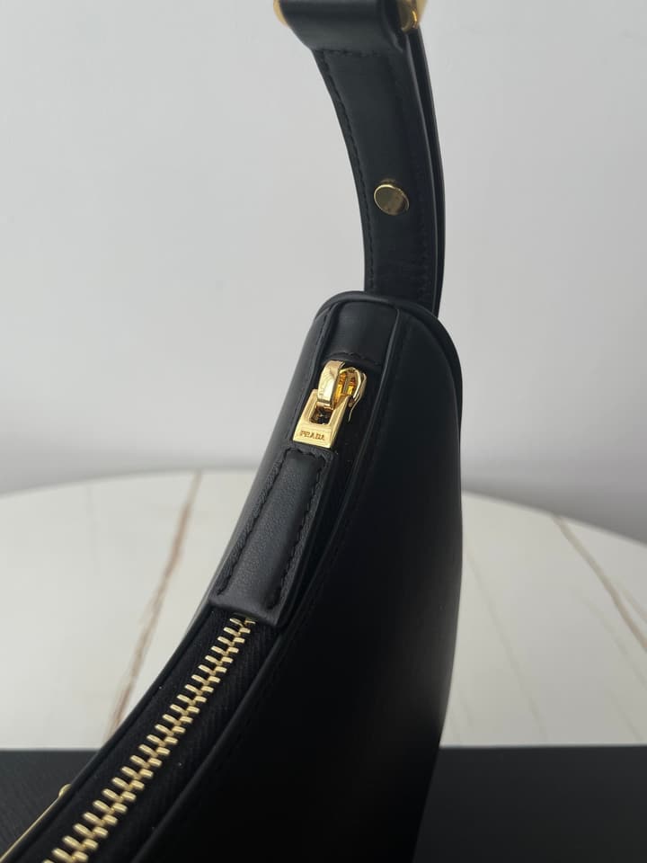 Prada Arque Cowhide Shoulder Bag in Black