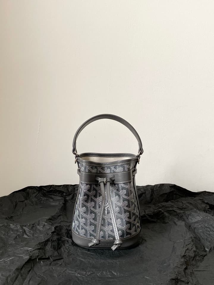 Goyard Petit Flot Mini Bucket Bag in Grey Goyardine