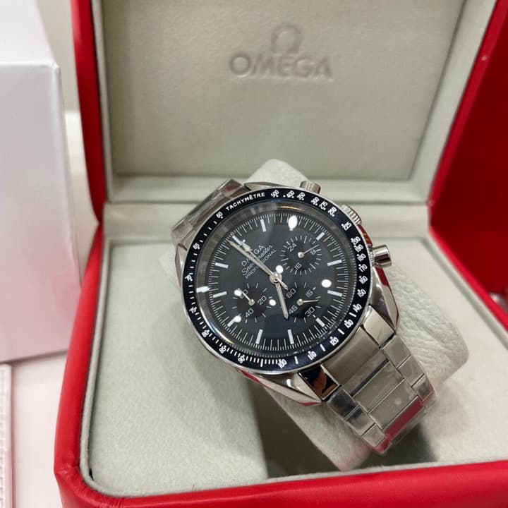 Omega Speedmaster Apollo 11 50th Anniversary Chronograph Watch in Stainless Steel Black Dial Chronograph