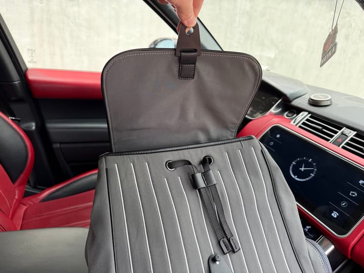 RIMOWA Never Still Large Canvas Backpack in Light Gray Pinstripe