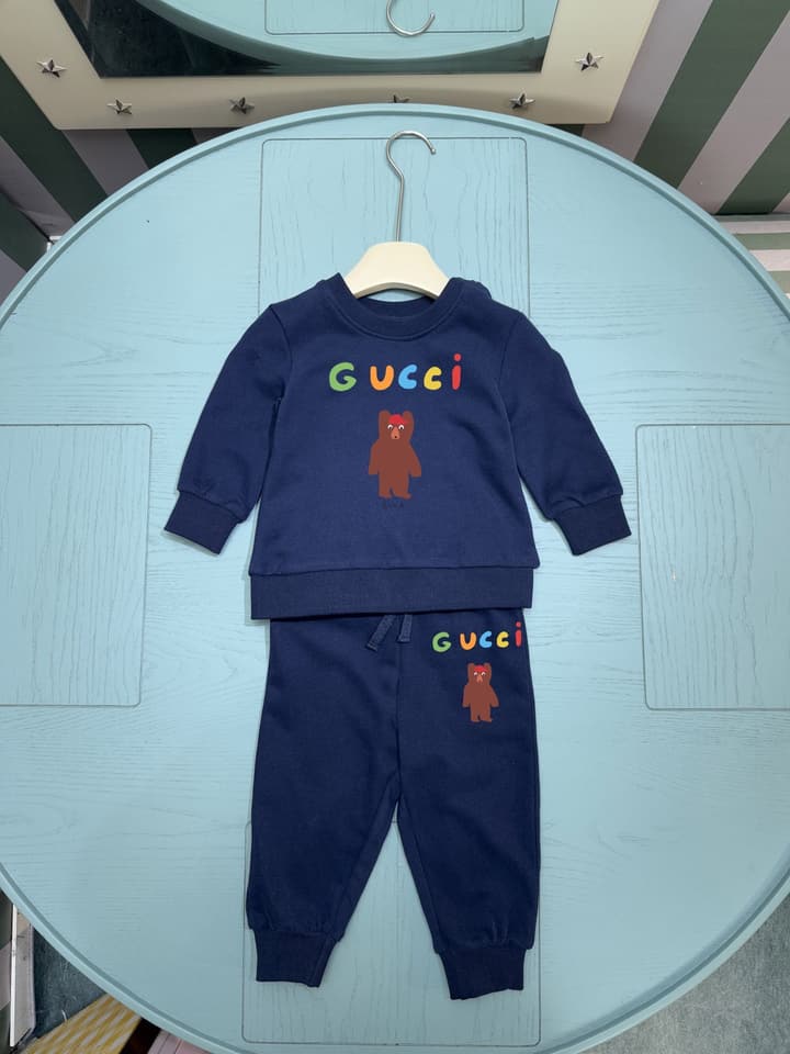 Gucci Kids Baby Sweatshirt and Pants Set – 2025SS in Navy Blue Printed Set