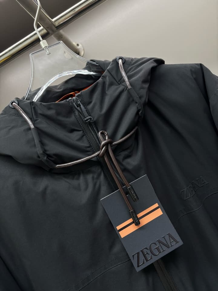 Zegna Letter Print Down Jacket in Apricot Beige