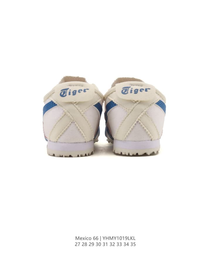 Onitsuka Tiger Mexico 66 Classic Sneakers – Kids Collection in Cream With Blue And Red Stripes