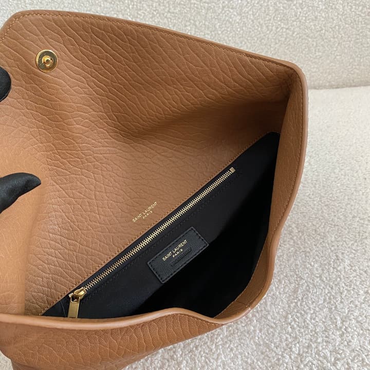 Saint Laurent Envelope Clutch Bag in Camel Brown