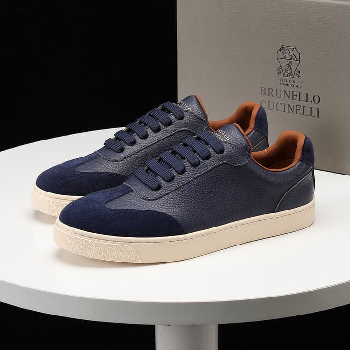 Brunello Cucinelli Men's Colorblock Driving Shoes – New Collection in Black Leather And Suede