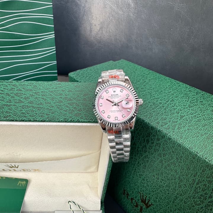 Rolex Datejust 28mm Ladies Pink Dial Diamond Watch