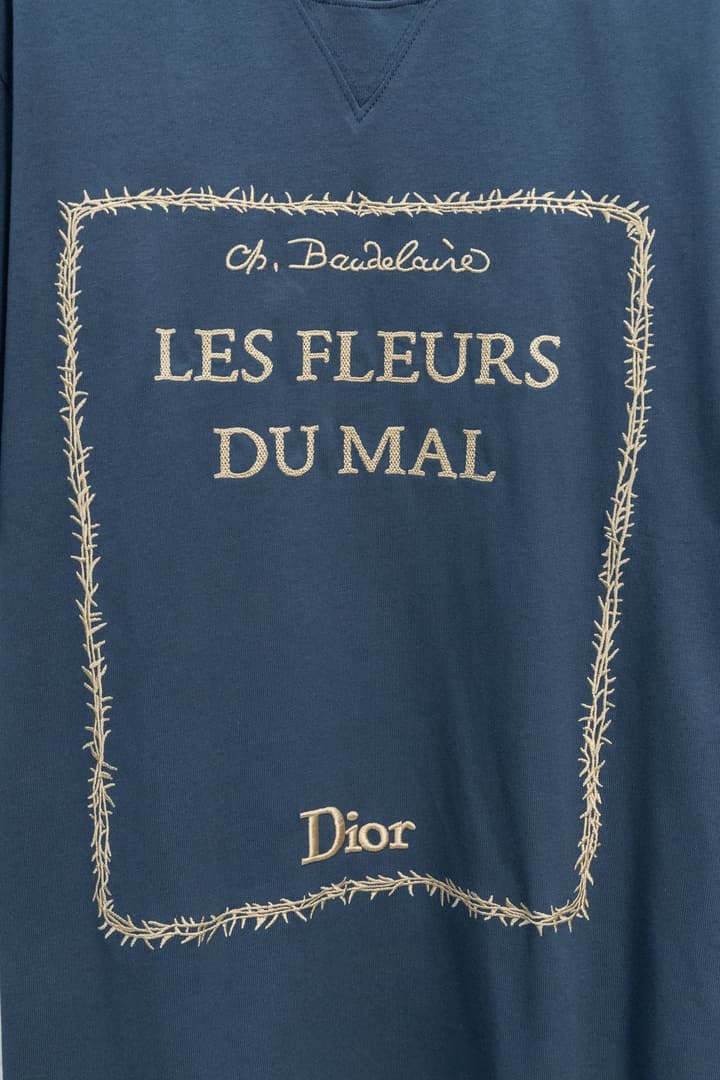 Dior BookCover Les Fleurs du Mal Embroidery T-Shirt in Blue