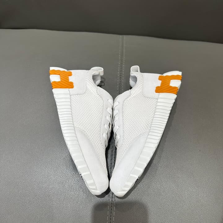 Hermès Bouncing Sneakers in Bright White With Orange H