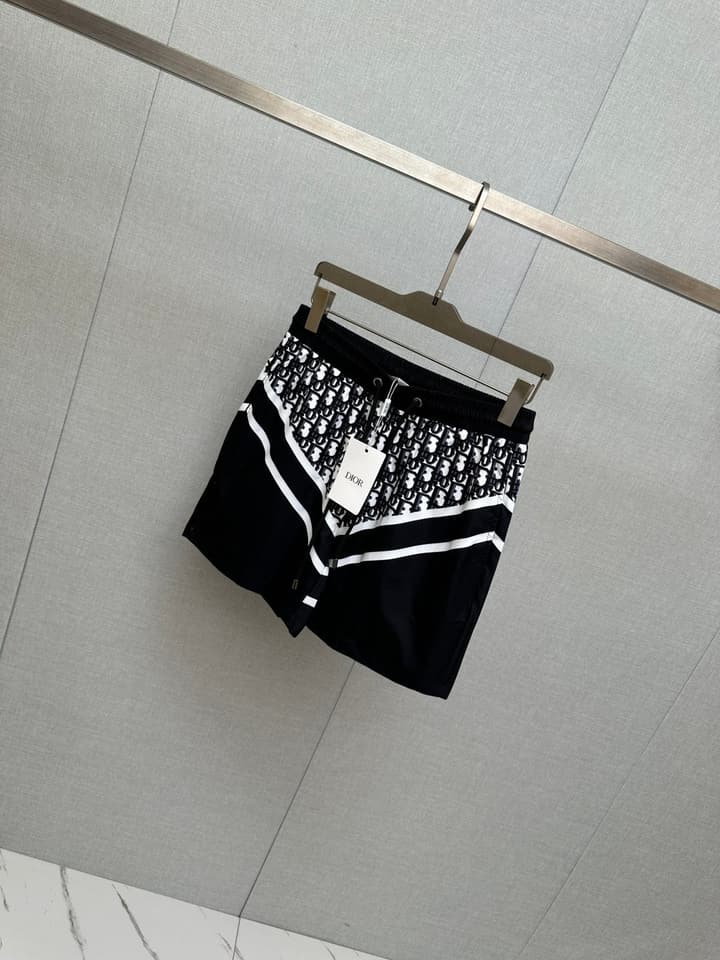 Dior Men's Casual Beach Shorts – 2025SS Collection in Black Dior Band Monogram