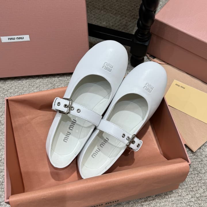 Miu Miu Pointed-Toe Mary Jane Ballet Flats – 2026 Runway Collection