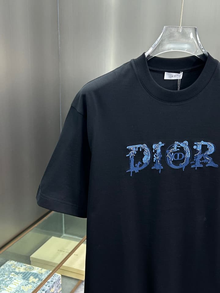 Dior 3D Logo High-Count Cotton T-Shirt – 2026SS in Black With Blue Graffiti Logo