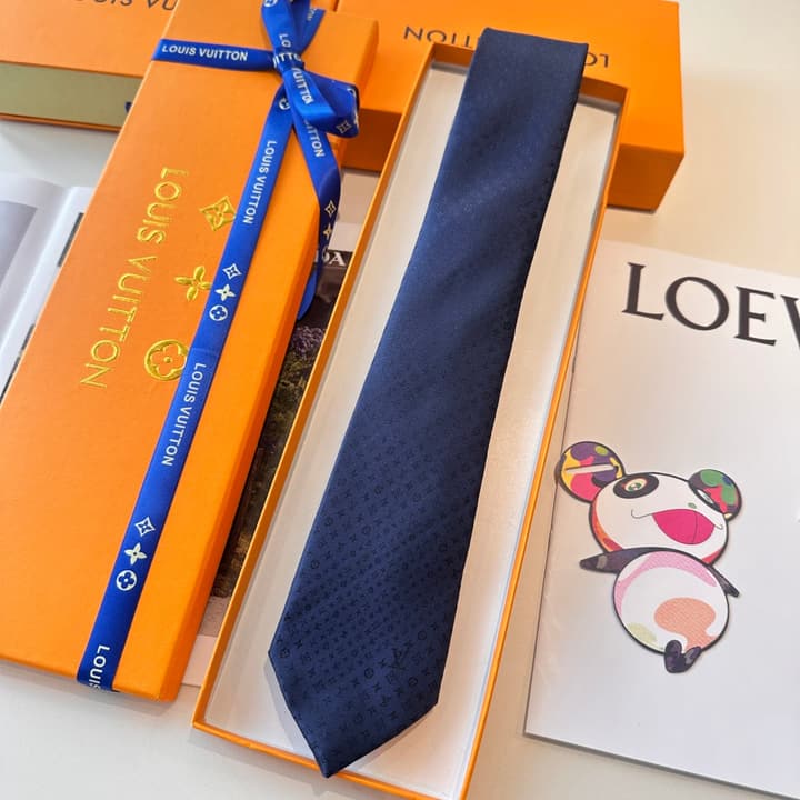 Louis Vuitton Damier Silk Tie in Charcoal Grey