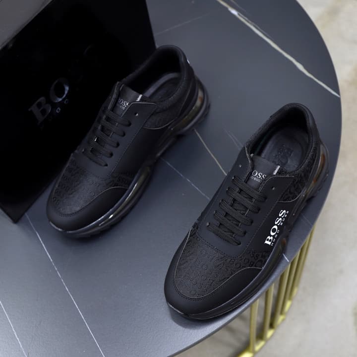 Boss Men's Knit Casual Sneakers in Indigo Wavy