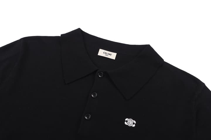 Celine Logo Embroidered Pullover Polo Shirt – 26SS in Classic Black