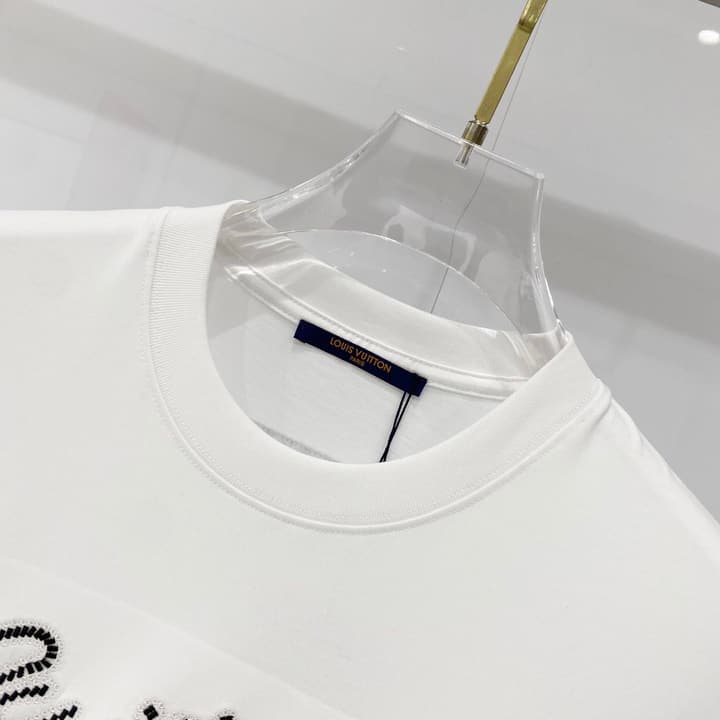Louis Vuitton Signature Embroidery Cotton T-Shirt in Black