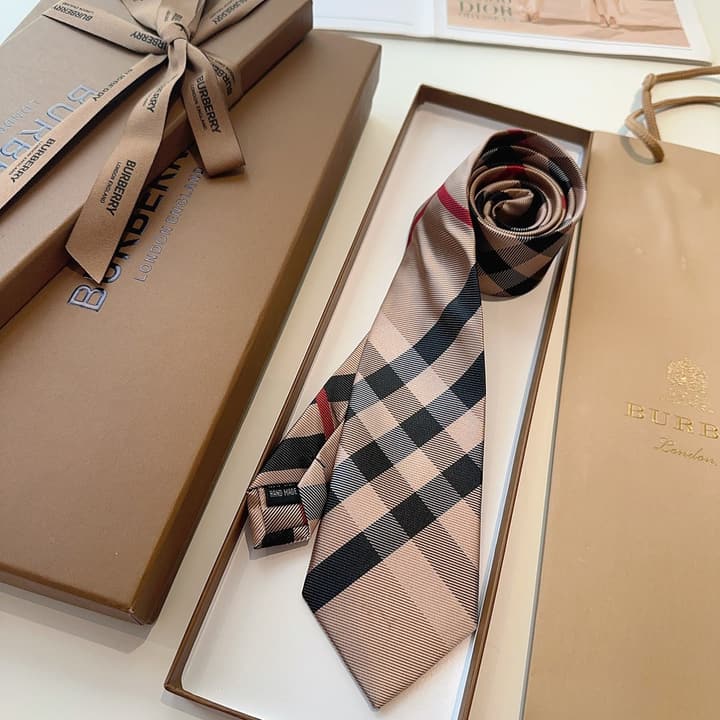 Burberry TB Monogram Silk Tie in Beige