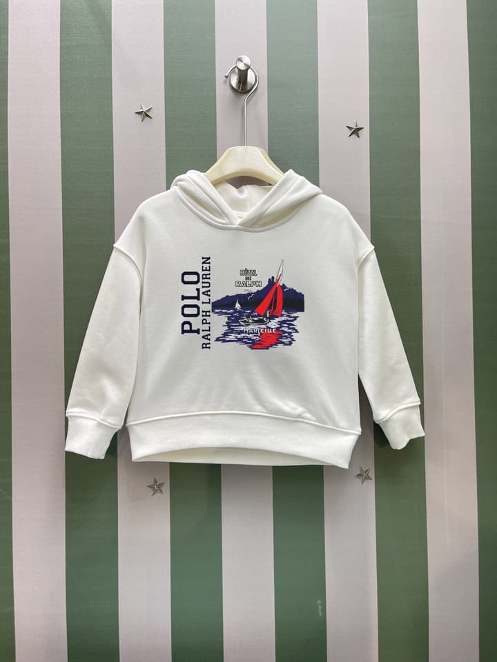 Ralph Lauren Inspired Kids Hooded Sweatshirt – 2025FW – Kids Collection in Cream Bear Duo Graphic